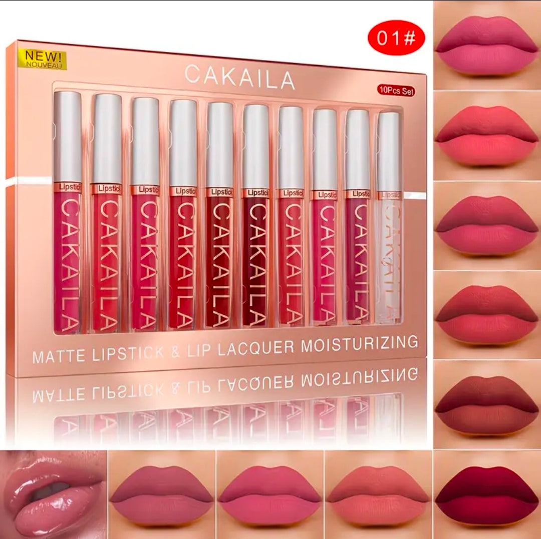10 Pack Waterproof Matte Lip Gloss Set