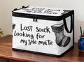 Funny Missing Sock Storage Basket with Flip-Top Lid
