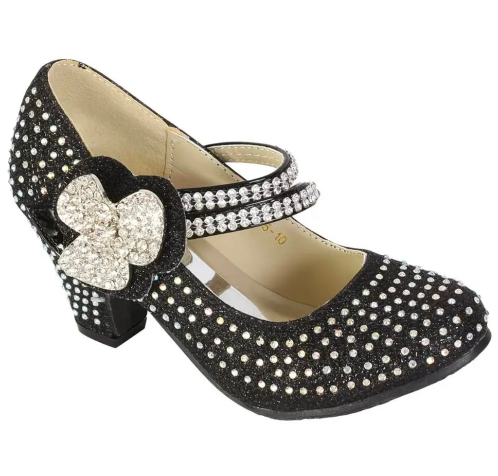 Girls Diamante Mid Heel Party Shoes