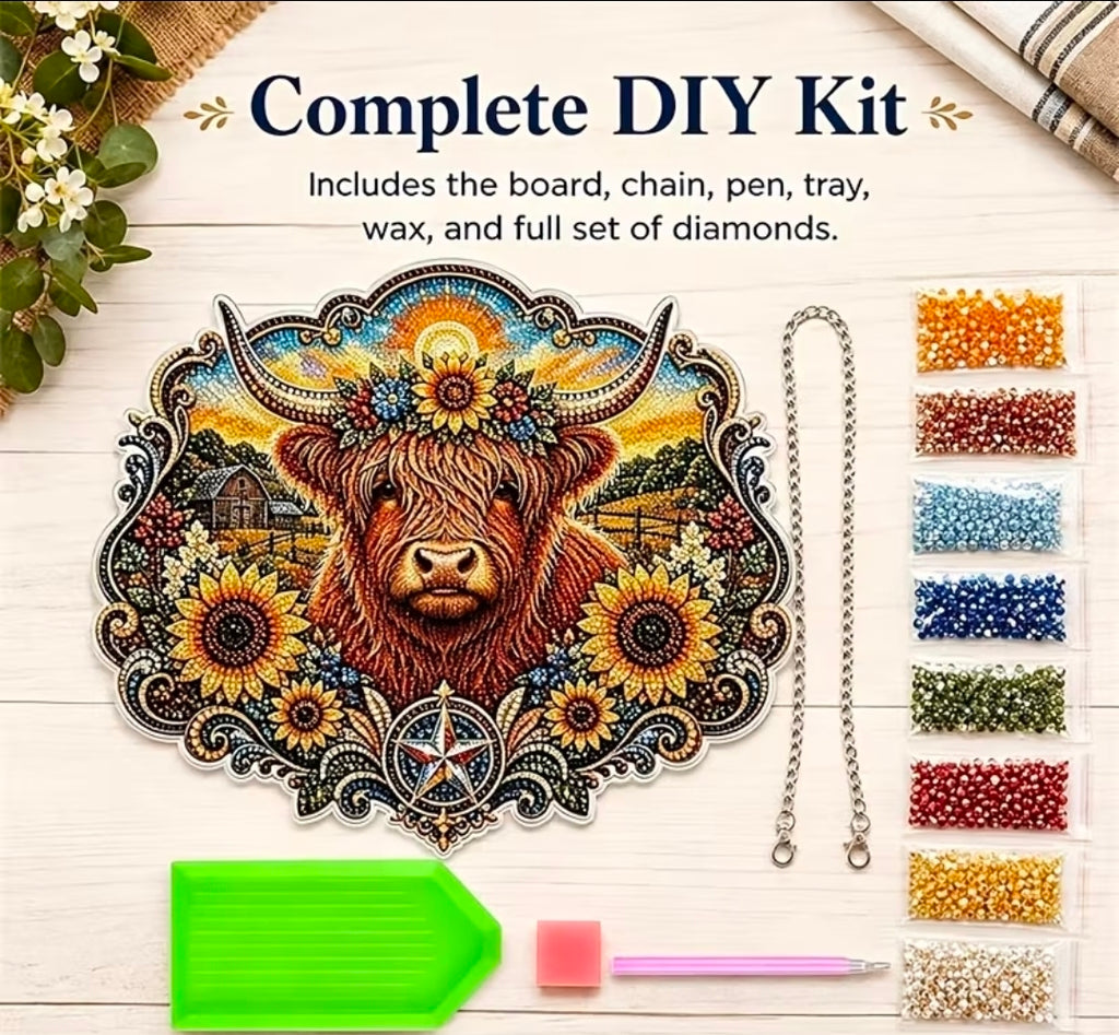 Highland for cow Diamond Art Hanging Ornament Kit