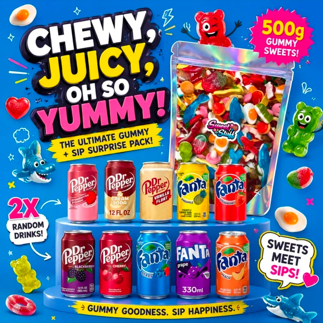 500g Gummy Mix Sweets with 2 Random International Drinks