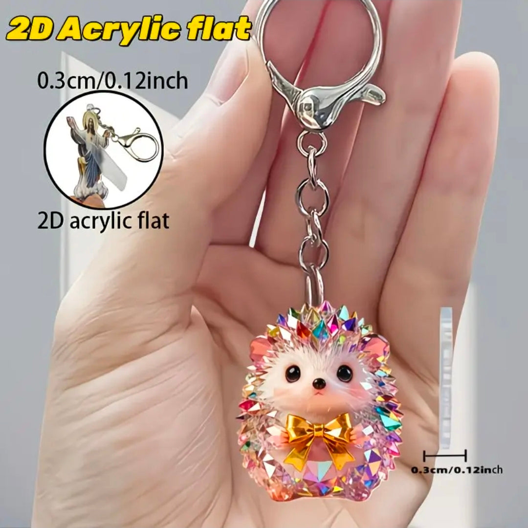 Hedgehog Pattern Acrylic Keychain