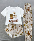 3 Piece Coffee Pyjama Set