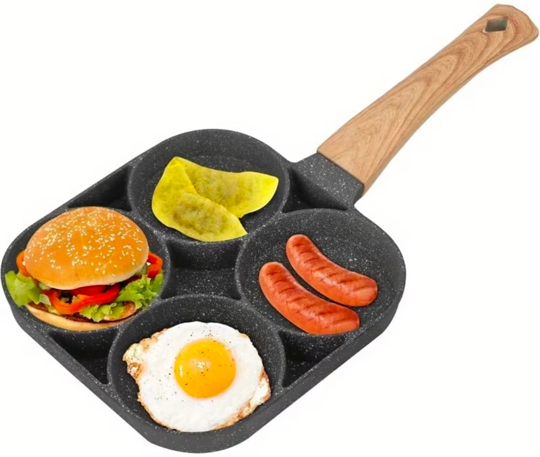 4-in-1 Cast Iron Egg Cooker, Non-Stick Single Handle Frying Pan