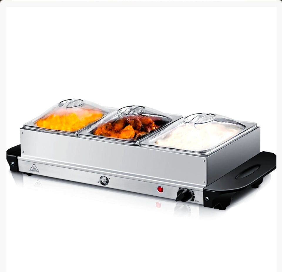 3 X 2.5L ELECTRIC FOOD WARMER BUFFET SERVER ADJUSTABLE TEMPERATURE HOTPLATE TRAY