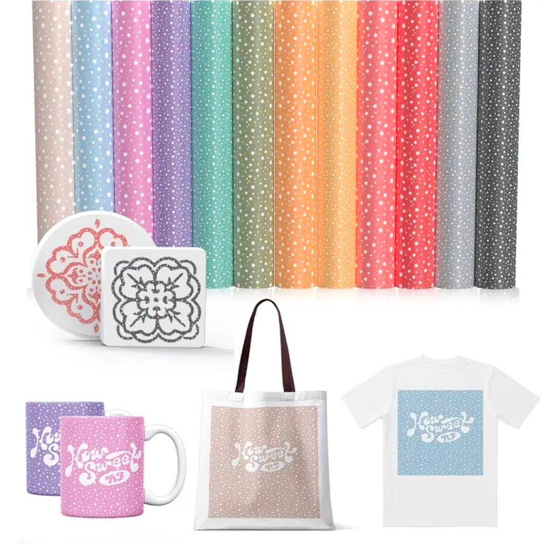 12pcs Pastel Star Confetti Transfer Ink Sheets