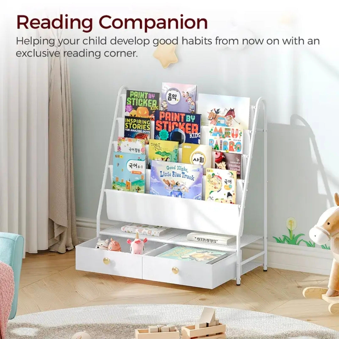 Elegant White 4-Tier Bookshelf