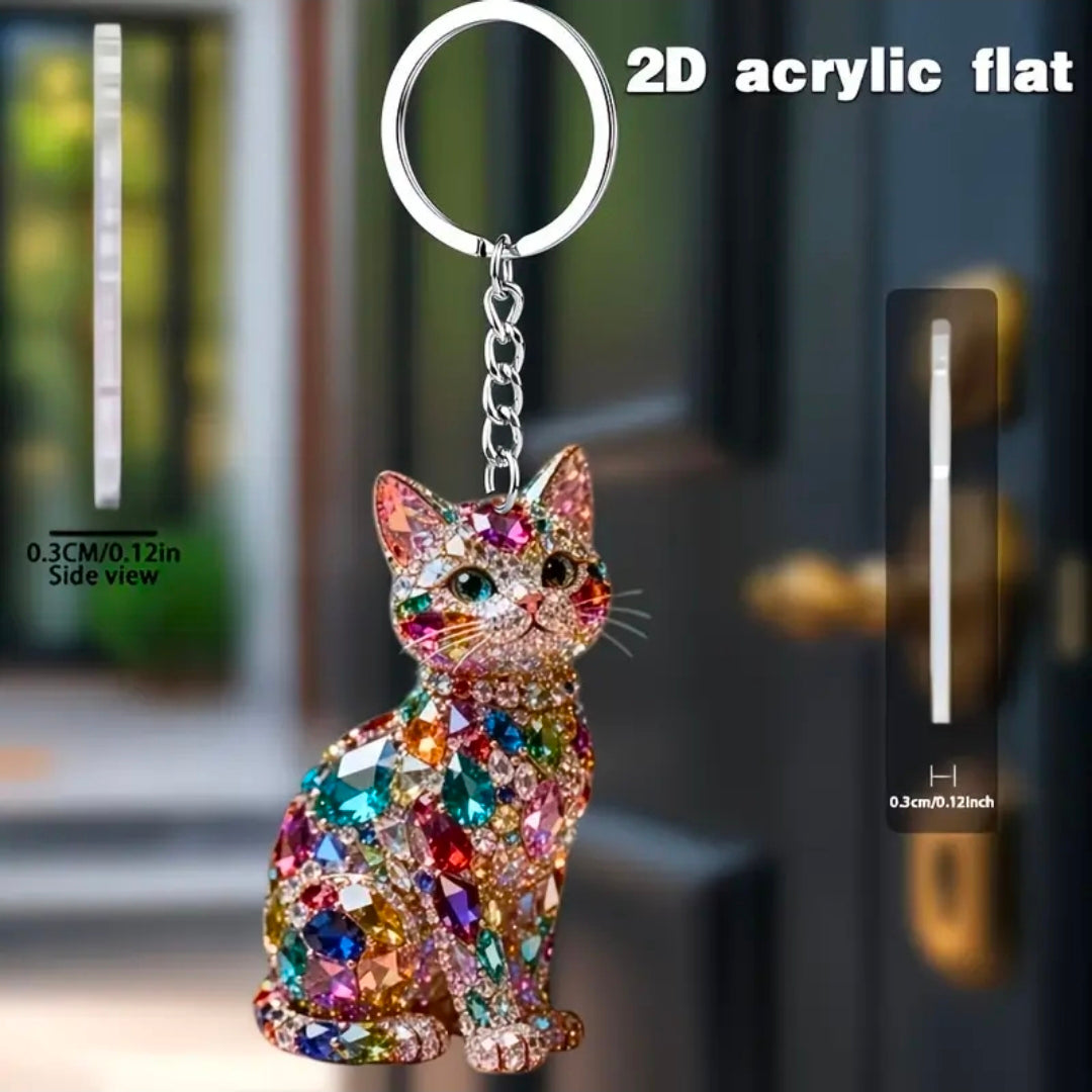 Gemstone Kitten Keychain
